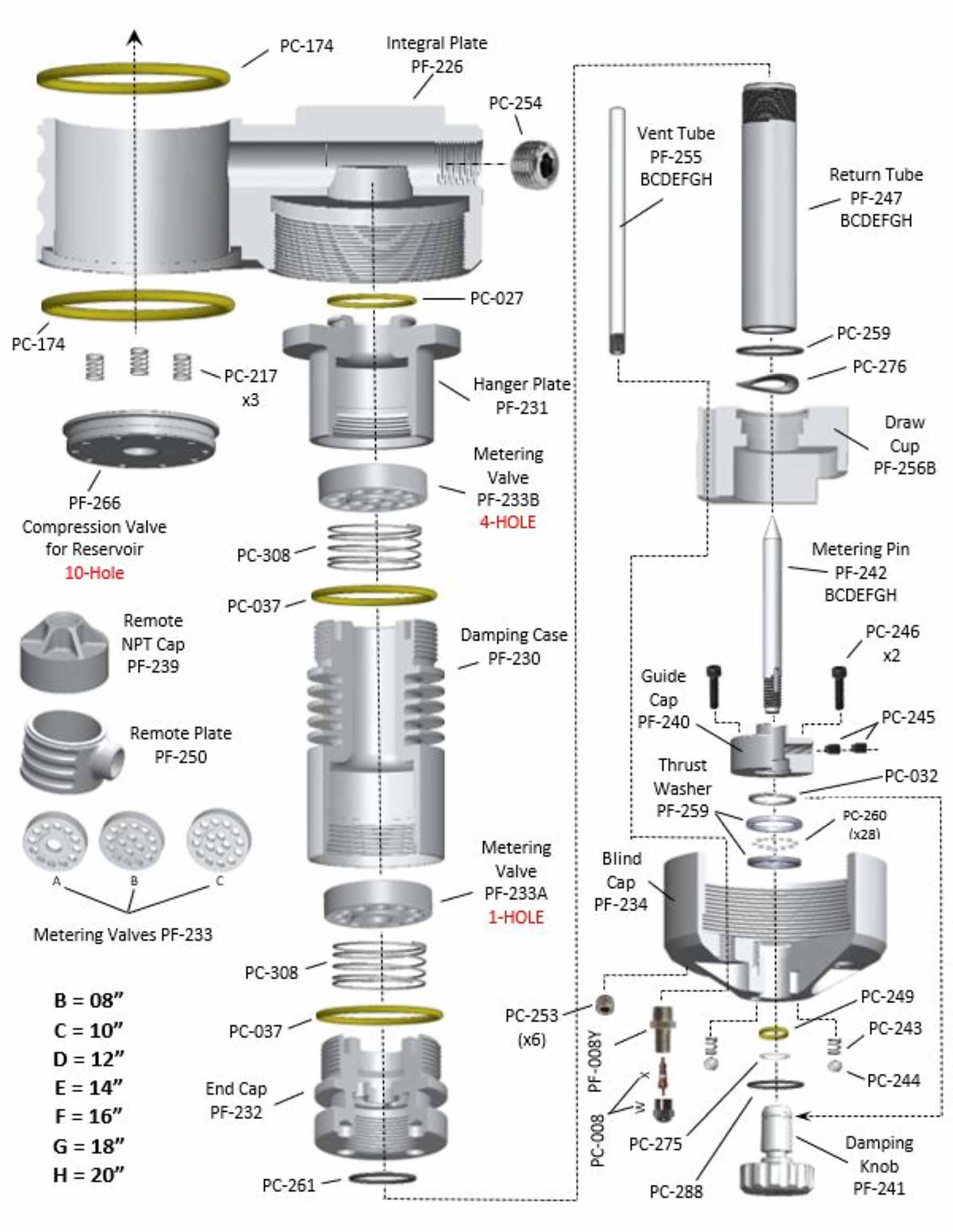 Exploded View of the STX Strut Reservoir